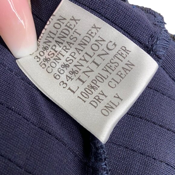 Tadashi Shoji Amata Gown Small Navy blue 6L1143LY-BLACK ribbed trumpet hem - Picture 11 of 13